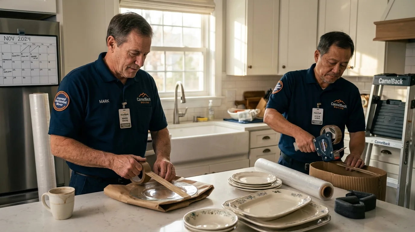 Professional crew packing kitchen dishware in Bryant, AR
